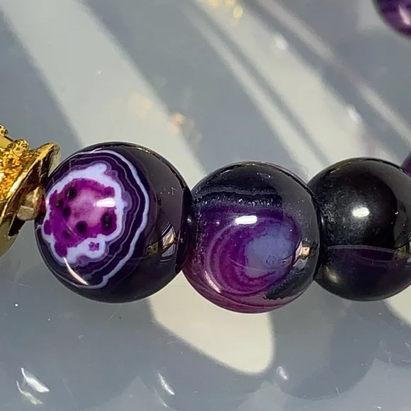 BANDED AGATE STONES NATURAL BRACELET size 6” - Picture 5 of 7